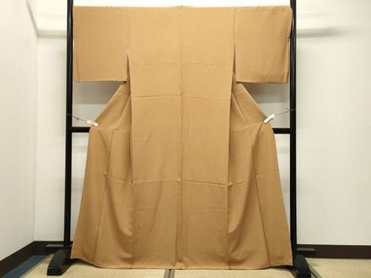 平和屋着物●上質な色無地　狐色　正絹　逸品　CABK2203gh