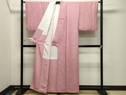 平和屋着物●上質な色無地　吉祥地紋　桃色　正絹　逸品　CABK2204gh