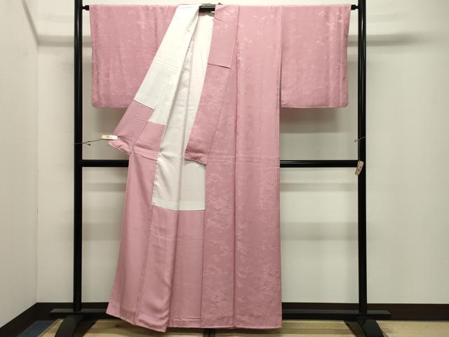 平和屋着物●上質な色無地　吉祥地紋　桃色　正絹　逸品　CABK2204gh