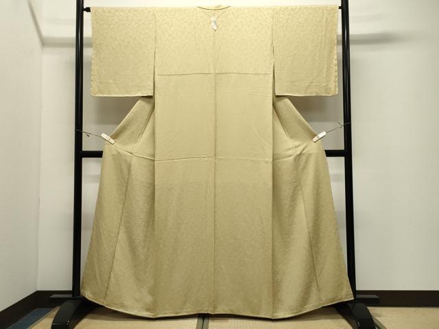 平和屋着物●上質な色無地　舞花地紋　枯草色　正絹　逸品　未使用　CABK2205gh