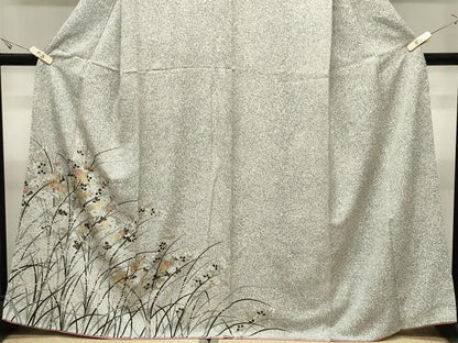 平和屋着物●訪問着　草花文　たたき染め　金彩　正絹　逸品　CABK2207gh