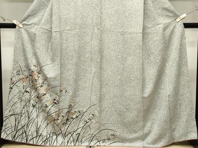 平和屋着物●訪問着　草花文　たたき染め　金彩　正絹　逸品　CABK2207gh