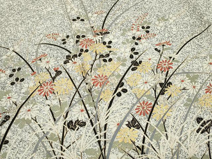 平和屋着物●訪問着　草花文　たたき染め　金彩　正絹　逸品　CABK2207gh
