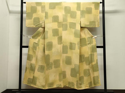 平和屋着物▼上質な小紋　地紋起こし　休み鳥花文　正絹　逸品　CABK2209gh