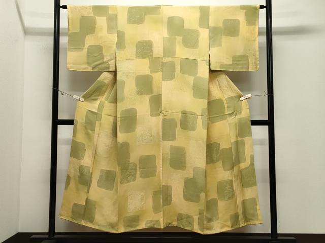 平和屋着物▼上質な小紋　地紋起こし　休み鳥花文　正絹　逸品　CABK2209gh