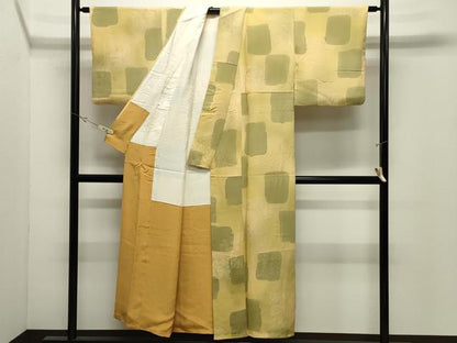 平和屋着物▼上質な小紋　地紋起こし　休み鳥花文　正絹　逸品　CABK2209gh