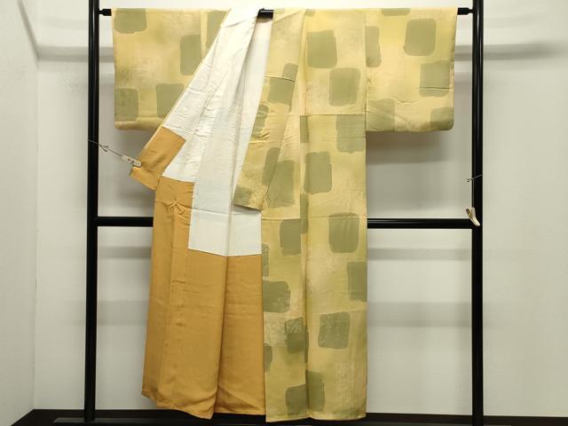 平和屋着物▼上質な小紋　地紋起こし　休み鳥花文　正絹　逸品　CABK2209gh