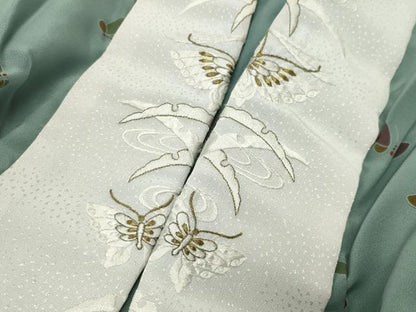 平和屋着物●長襦袢　無双仕立て　舞蝶文　半衿刺繍　正絹　逸品　CABK2210gh
