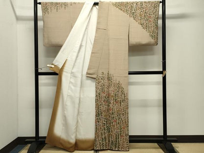 平和屋着物●訪問着　草花文　金彩　正絹　逸品　CABK2213gh
