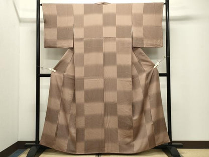 平和屋着物●上質な小紋　市松文　正絹　逸品　CABK2216gh