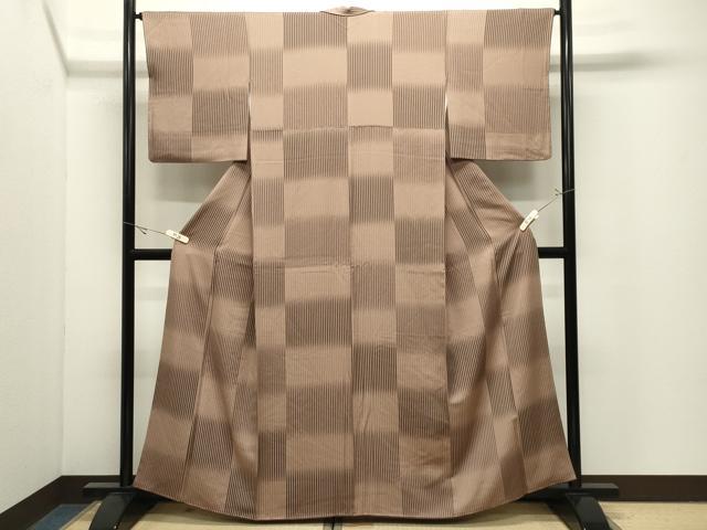 平和屋着物●上質な小紋　市松文　正絹　逸品　CABK2216gh