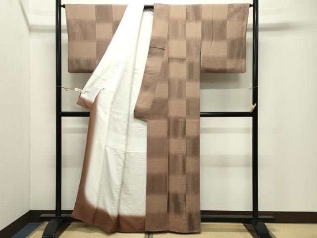 平和屋着物●上質な小紋　市松文　正絹　逸品　CABK2216gh