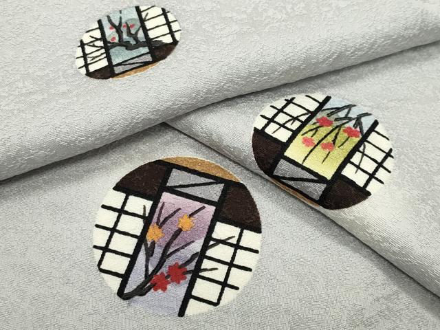 平和屋着物●上質な小紋　花丸文　正絹　逸品　CABK2221gh