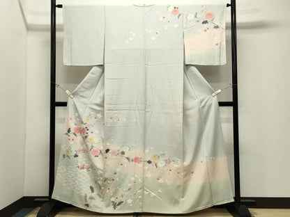 平和屋着物●訪問着　友禅　鴛鴦花文　暈し染め　正絹　逸品　CABK2224gh