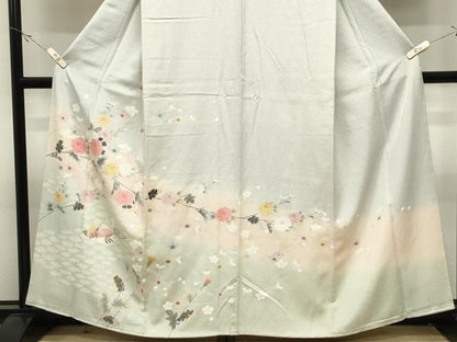 平和屋着物●訪問着　友禅　鴛鴦花文　暈し染め　正絹　逸品　CABK2224gh