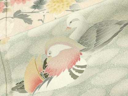 平和屋着物●訪問着　友禅　鴛鴦花文　暈し染め　正絹　逸品　CABK2224gh