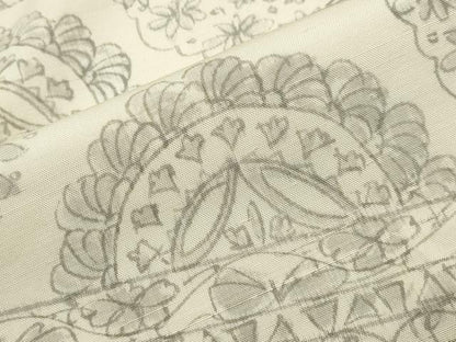 平和屋着物●訪問着　紬地　手描き　花唐草文　正絹　逸品　CABK2232gh