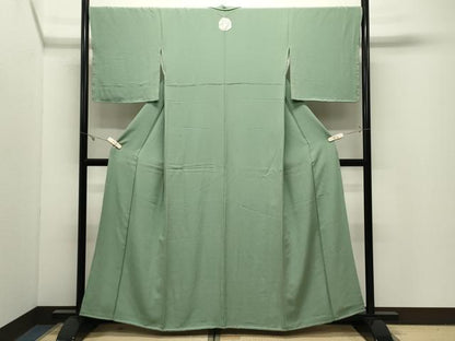 平和屋着物●上質な色無地　若葉色　正絹　逸品　未使用　CABK2240gh