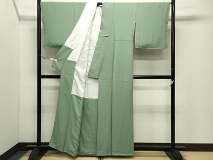 平和屋着物●上質な色無地　若葉色　正絹　逸品　未使用　CABK2240gh