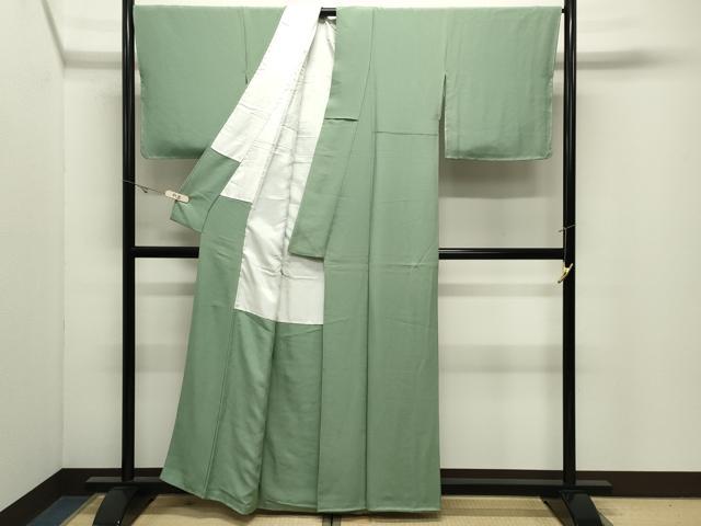 平和屋着物●上質な色無地　若葉色　正絹　逸品　未使用　CABK2240gh