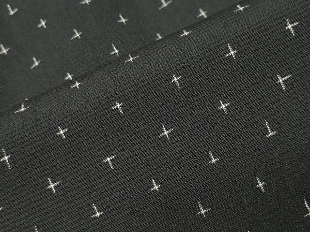 平和屋着物●本塩沢　十字絣　黒地　正絹　逸品　CABK2242gh