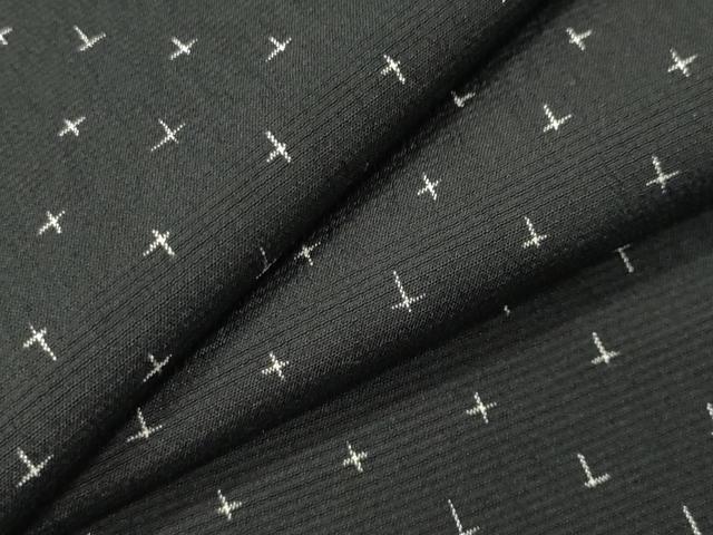 平和屋着物●本塩沢　十字絣　黒地　正絹　逸品　CABK2242gh