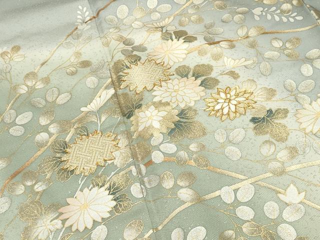 平和屋着物●訪問着　駒刺繍　草花文　暈し染め　金銀彩　正絹　逸品　CABK2244gh