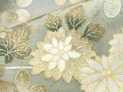 平和屋着物●訪問着　駒刺繍　草花文　暈し染め　金銀彩　正絹　逸品　CABK2244gh