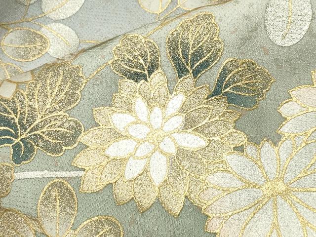 平和屋着物●訪問着　駒刺繍　草花文　暈し染め　金銀彩　正絹　逸品　CABK2244gh
