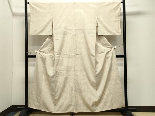平和屋着物●本塩沢　110亀甲　幾何学文様　正絹　逸品　CABK2245gh