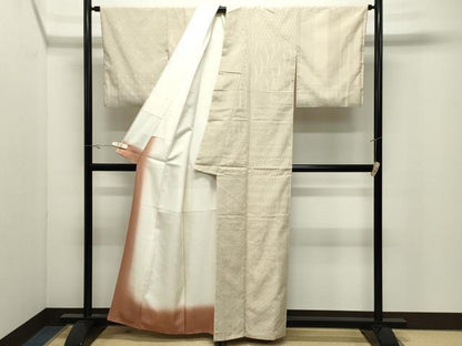 平和屋着物●本塩沢　110亀甲　幾何学文様　正絹　逸品　CABK2245gh