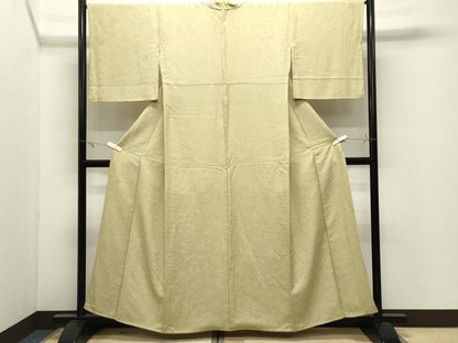平和屋着物●上質な色無地　辻が花地紋　女郎花色　正絹　逸品　CABK2247gh