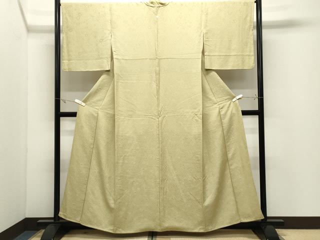 平和屋着物●上質な色無地　辻が花地紋　女郎花色　正絹　逸品　CABK2247gh