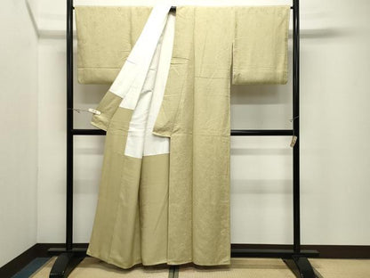 平和屋着物●上質な色無地　辻が花地紋　女郎花色　正絹　逸品　CABK2247gh