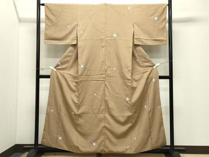 平和屋着物●上質な小紋　紬地　絞り　舞花文　正絹　逸品　CABK2248gh
