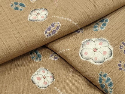平和屋着物●上質な小紋　紬地　絞り　舞花文　正絹　逸品　CABK2248gh