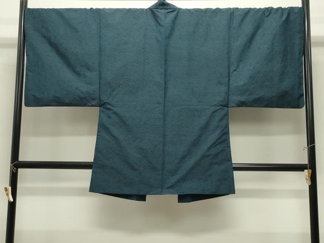 平和屋着物●男性　紬　髭紬羽織セット　色無地　藍色　正絹　逸品　CABK2250gh