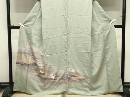 平和屋着物●訪問着　花鳥文　暈し染め　金銀彩　正絹　逸品　CABK2256gh
