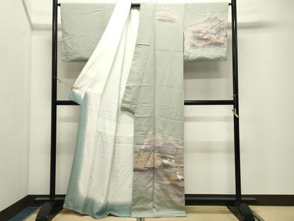 平和屋着物●訪問着　花鳥文　暈し染め　金銀彩　正絹　逸品　CABK2256gh