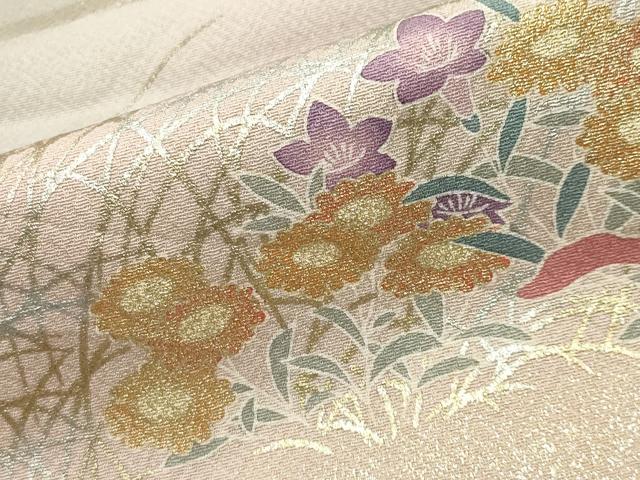 平和屋着物●訪問着　花鳥文　暈し染め　金銀彩　正絹　逸品　CABK2256gh