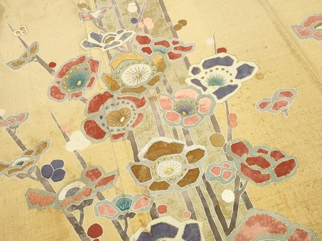 平和屋着物●訪問着　紬地　作家物　刺繍　槍梅文　暈し染め　金彩　正絹　逸品　CABK2260gh