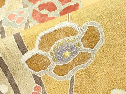 平和屋着物●訪問着　紬地　作家物　刺繍　槍梅文　暈し染め　金彩　正絹　逸品　CABK2260gh