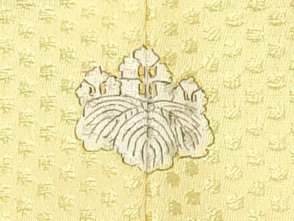 平和屋着物●上質な色無地　吉祥地紋　淡黄色　正絹　逸品　未使用　CABK2261gh