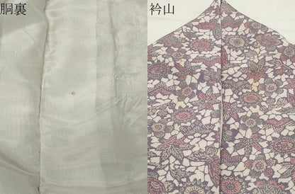 平和屋着物●上質な小紋　型染め　花蝶文　鬼しぼ縮緬　正絹　逸品　CABK2267gh
