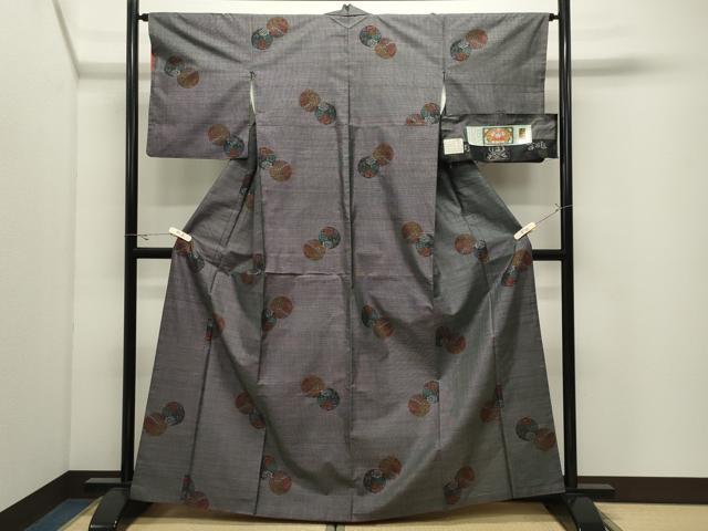 平和屋着物●本場大島紬　9マルキ　花丸文　浜田絹織物謹製　証紙付き　正絹　逸品　CABK2271gh