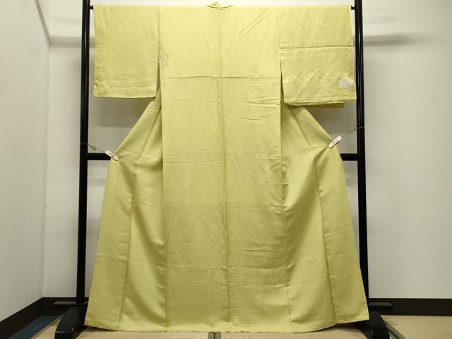 平和屋着物●上質な色無地　紋意匠　淡黄色　反端付き　正絹　逸品　CABK2273gh