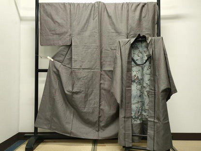 平和屋着物●男性　お召　アンサンブル　亀甲柄　キングサイズ　正絹　逸品　未使用　CABK2279gh