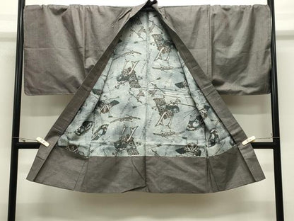 平和屋着物●男性　お召　アンサンブル　亀甲柄　キングサイズ　正絹　逸品　未使用　CABK2279gh