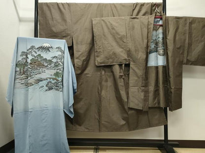 平和屋着物●男性　本場大島紬　アンサンブル・長襦袢セット　100亀甲　総詰め　正絹　逸品　未使用　CABK2280gh