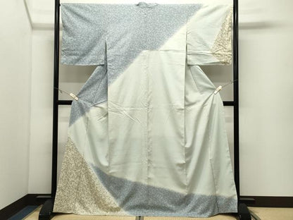 平和屋着物●訪問着　紬地　草花文　暈し染め　さが美扱い　正絹　逸品　未使用　CABK2286gh